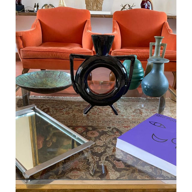 1980s Organic Modern Black Ceramic Vase, Italy 1980s For Sale - Image 5 of 12