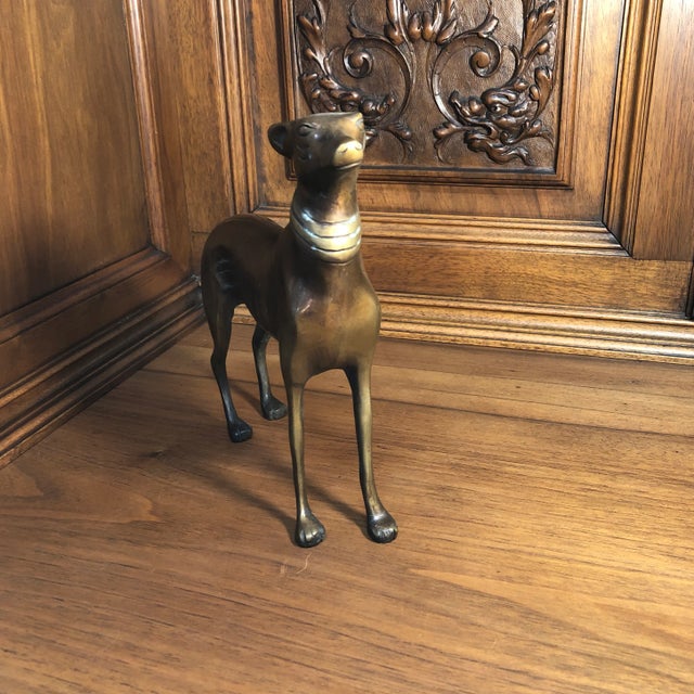 Lovely Vintage Bronze Figure or Statue Depicting A Greyhound or Whippet Dog.