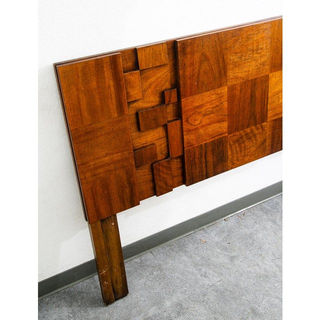 Brown Mid Century Modern Headboard Bed Frame Queen Size Lane Mosaic Pueblo Brutalist Nm For Sale - Image 8 of 11