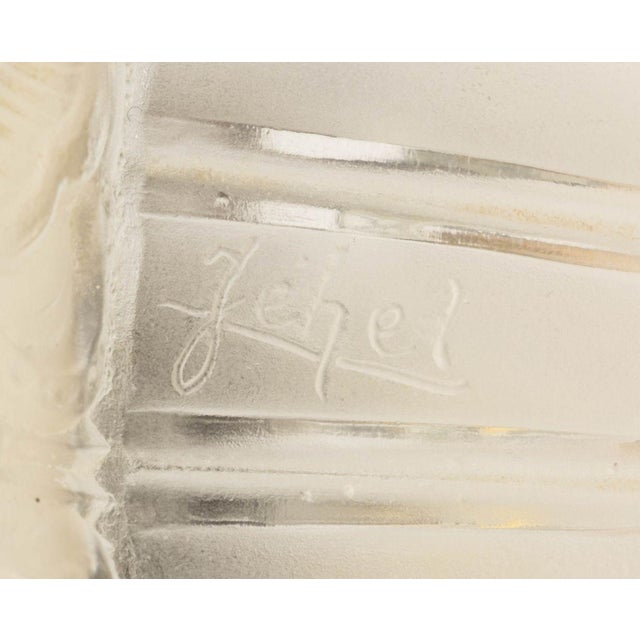Art Deco Signed Frosted Glass and Brass Table Lamp For Sale - Image 4 of 9