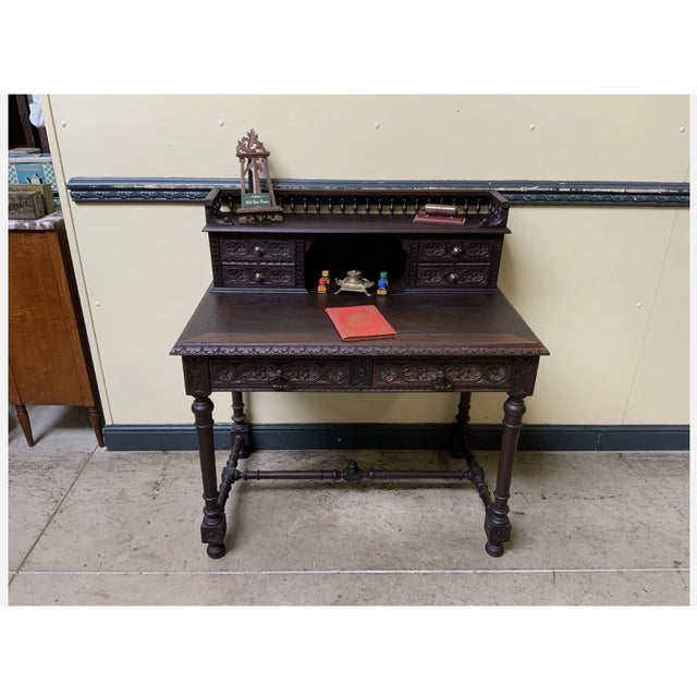 Brown Antique Desk in Oak from Brittany, 1880 For Sale - Image 8 of 10