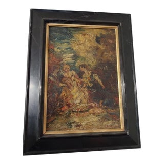 19th Century Adolphe Monticelli (1824–1886), Signed Oil on Canvas "Three Elegant Ladies in a Park"+ Expert Certificate. For Sale