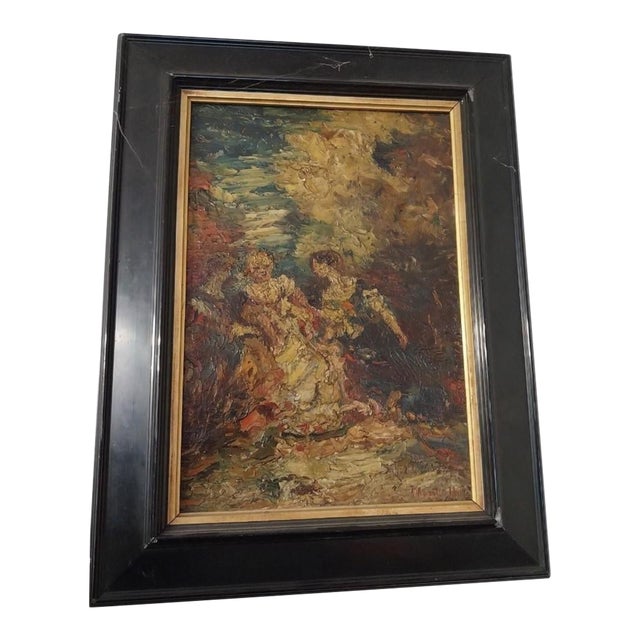 19th Century Adolphe Monticelli (1824–1886), Signed Oil on Canvas "Three Elegant Ladies in a Park"+ Expert Certificate. For Sale