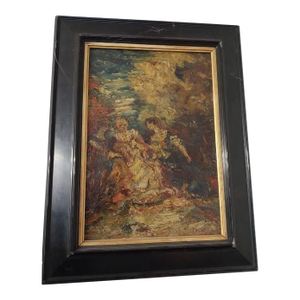 19th Century Adolphe Monticelli (1824–1886), Signed Oil on Canvas "Three Elegant Ladies in a Park"+ Expert Certificate.