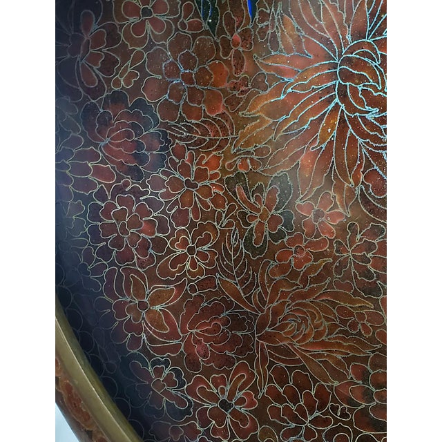 Vintage Cloisonne Enamel 12" Wide X 3-3/4" Tall Vintage Chinese Centerpiece Bowl Vase For Sale In Los Angeles - Image 6 of 13