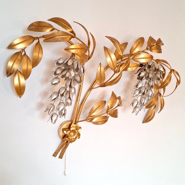 Large Palm Leaf Wall Lamp attributed to Hans Kögl, Italy, 1970s For Sale - Image 17 of 17