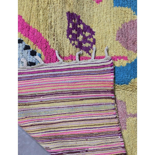 Yellow Floral Handwoven Berber Wool Rug - 10 X 6.7 Ft For Sale - Image 9 of 9