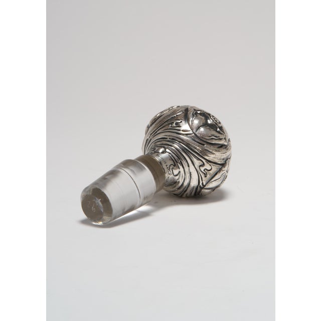 Silver Early 20th Century Art Nouveau Cut Glass Ships Decanter With a Sterling Silver Mounted Stopper, Theodore B Starr For Sale - Image 8 of 10