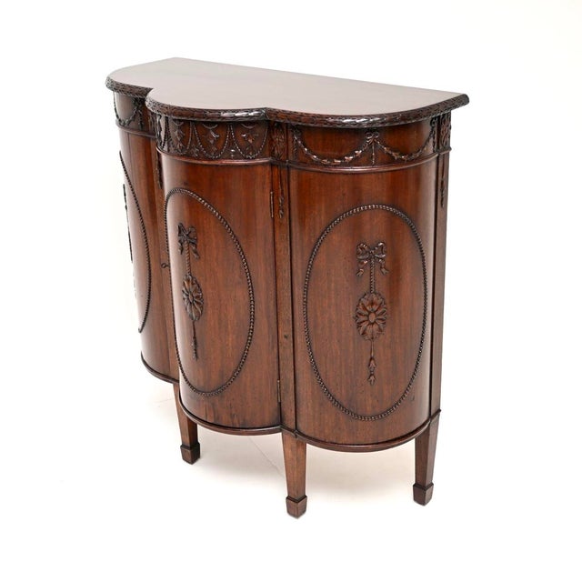 Late 18th Century Antique Georgian Adam Style Bow Front Cabinet, 1790 For Sale - Image 5 of 14