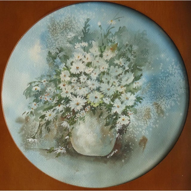 A vintage still life watercolor/ gouache painting , signed H Coffod. The frame has several scratches and scuffs, sight...