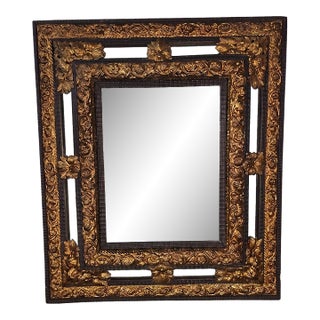French Napoleon III Ebonized Wood & Gilt Brass Mirror, Late 19th Century For Sale