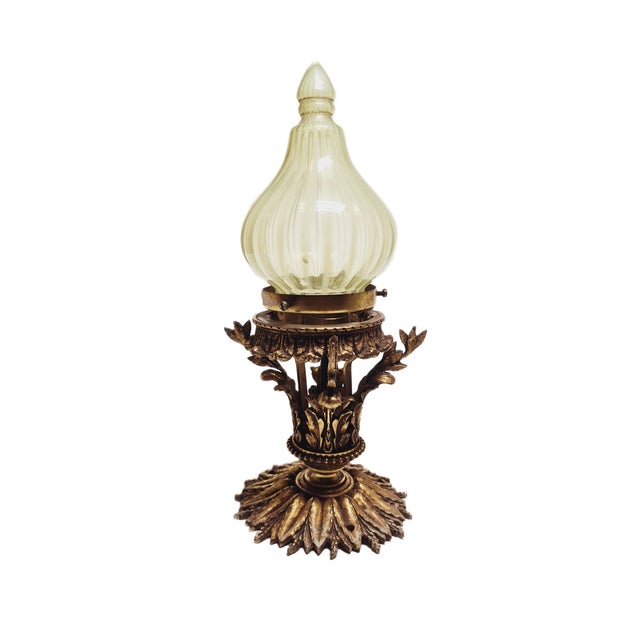 Empire Bronze Pending Lamp with Uranium Glass, France, 1890s For Sale - Image 4 of 14