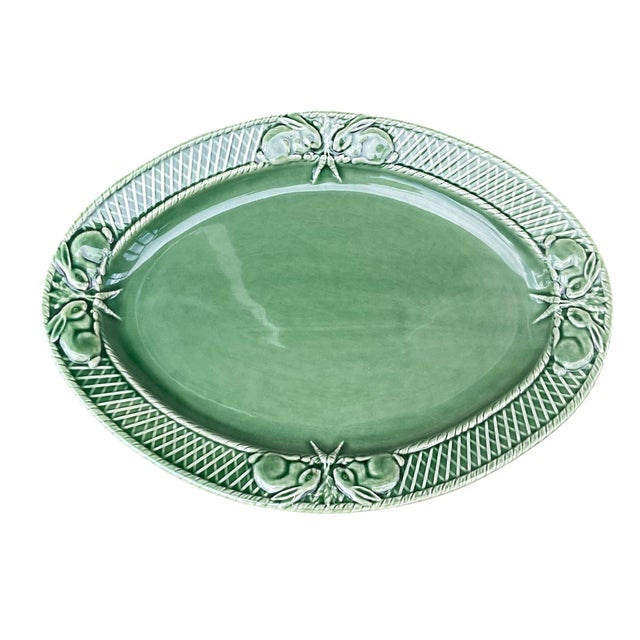 Farmhouse Bordallo Pinheiro Bunny Rabbit Serving Platter Majolica Late 20th Century For Sale - Image 3 of 9
