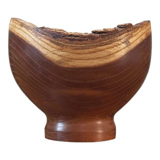 Vintage Studio Craft Carved Live Edge Mulberry Bowl by Tom Mumper, Signed For Sale