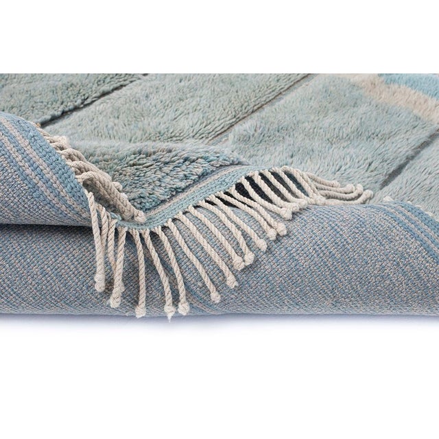 Blue Hand-Knotted Wool Rug by Azele Studio For Sale - Image 8 of 9