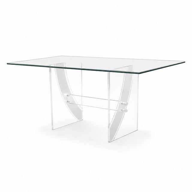 Lucite Dining Base With Frosted MCM Designs. Beautiful and rare lucite dining base with curved frosted designs. Base is in...