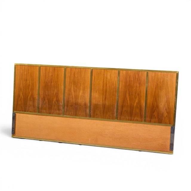Calvin Paul McCobb for Calvin Mid Century Walnut and Brass King Headboard For Sale - Image 4 of 5