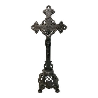 Antique French Standing Crucifix For Sale