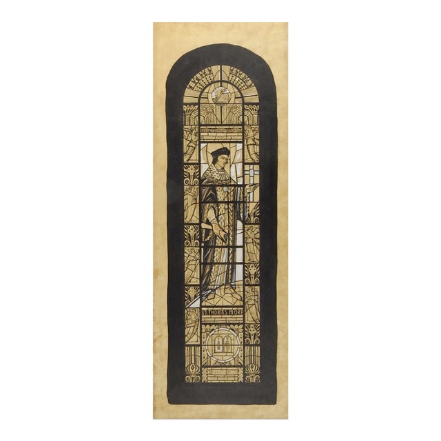 Mid 20th Century Thomas More Stained Glass Study Drawing For Sale