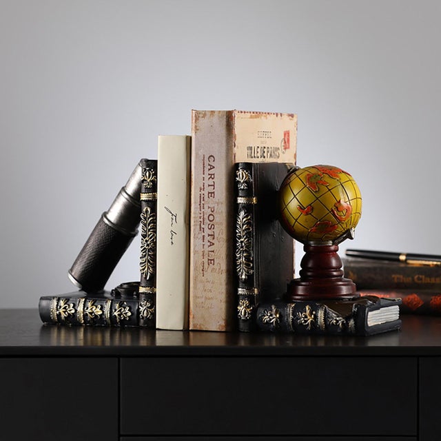 Vintage Nautical Themed Resin Bookends With Globe & Antique Books For Sale - Image 11 of 12