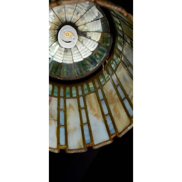 I. P. Frink Stained Glass Hanging Light Fixtures For Sale - Image 10 of 13