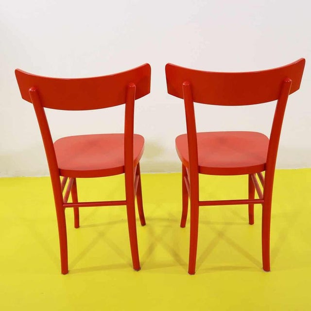 Red Classic Robust Vintage Red Wooden Chairs, Set of 2 For Sale - Image 8 of 9