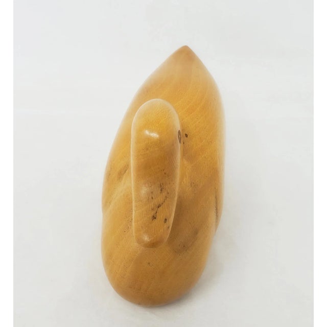 Wood Vintage Hand Carved Duck From Single Piece of Wood, 1982, Signed Mns For Sale - Image 7 of 12