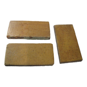 Set of Three Grueby Pottery 6" X 3" Mustard Yellow Tiles Rare 1905 Signed