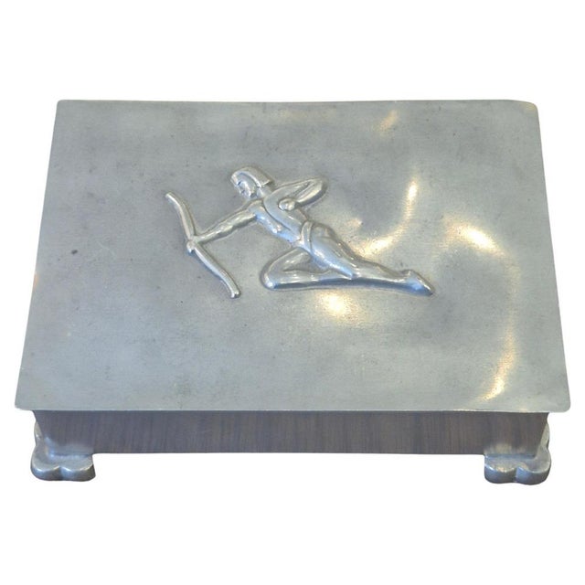 Gold Swedish Pewter Lid Box, 1937 For Sale - Image 8 of 8