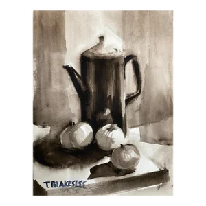 1960s Tina Blakeslee Still Life Monochromatic Watercolor