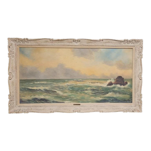 Large Seascape 1950s Oil Painting Signed