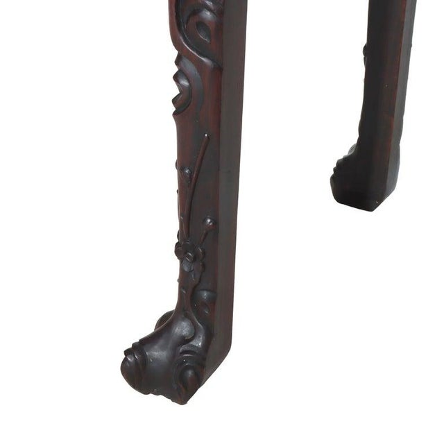 Antique Chinese Floral & Figural Carved Rosewood Rouge Marble Top Stand C1920 For Sale - Image 6 of 12
