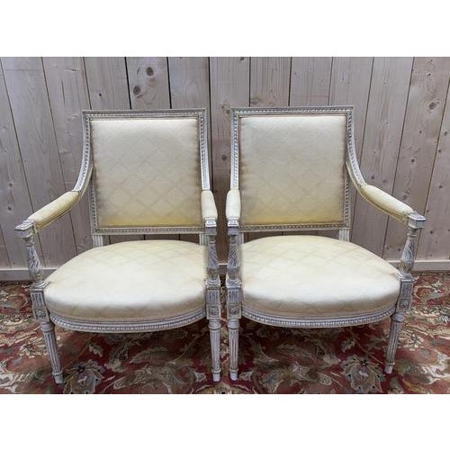 Louis XVI Style Armchairs, 20th Century, Set of 2 For Sale - Image 4 of 13