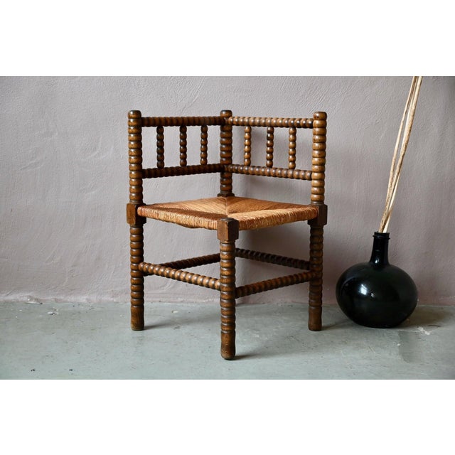 Louis XIII Style Corner Chair in Turned Oak, 1950s For Sale - Image 12 of 12