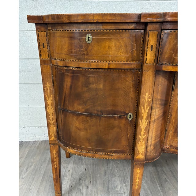Antique Federal Style Satinwood Inlaid Bowfront Sideboard Server Buffet Credenza For Sale In Kansas City - Image 6 of 18