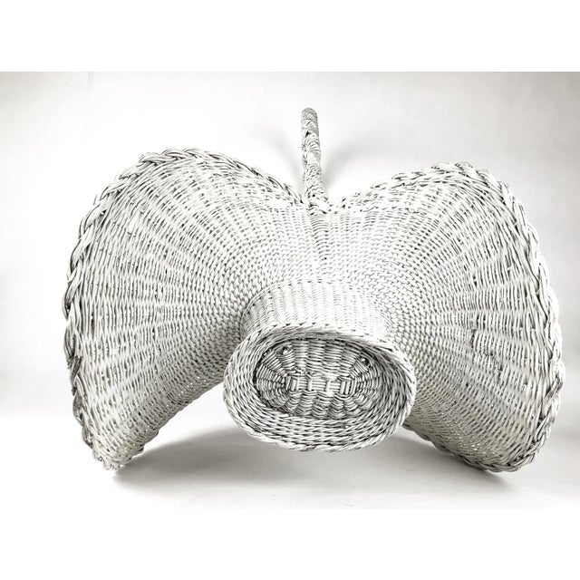 Antique White Wicker Victorian Hand Woven Artisan Butterfly Basket For Sale - Image 12 of 13