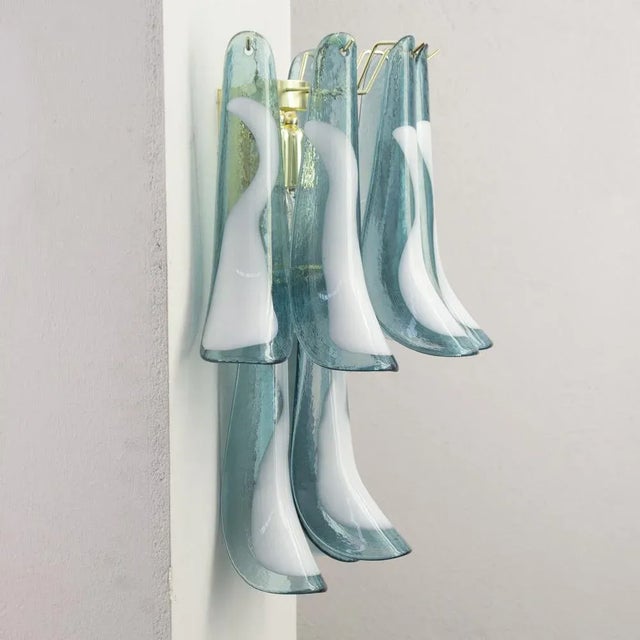 Large Petal Wall Light in Blue Murano Glass with White Decoration, Italy, 1990s For Sale - Image 10 of 12