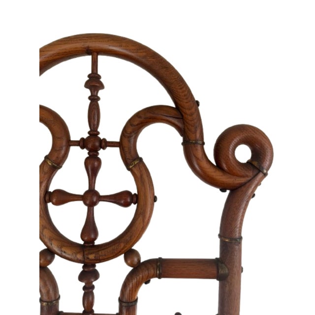 C. 1900 Victorian Oak Stick and Ball Ornate Easel Stand For Sale In Los Angeles - Image 6 of 12