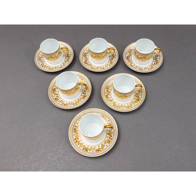 Ceramic Vista Alegre Portugal Anna White & Gold Porcelain Espresso Cup & Saucer Set- 12 Pieces For Sale - Image 7 of 12