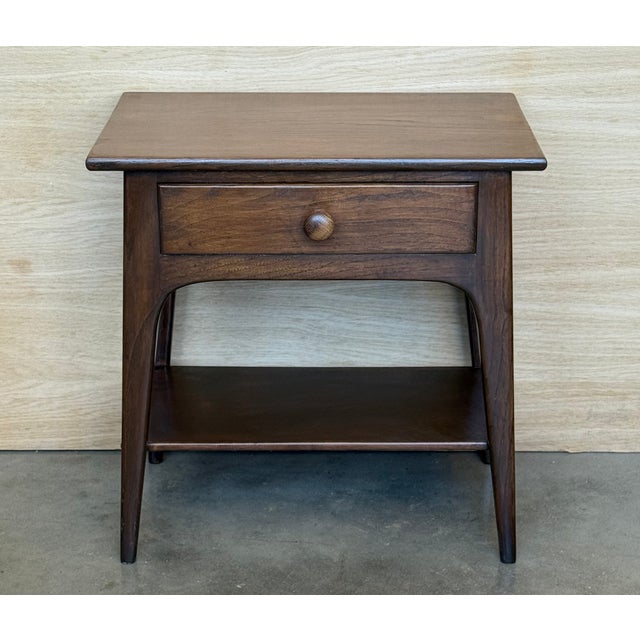 Danish Teak Nightstands Tables With Drawer, 1960s Modern Design, A Pair For Sale - Image 6 of 12