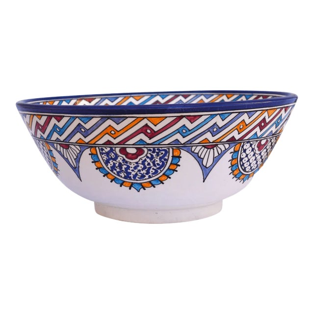 Moroccan Painted Above Counter Sink Bowl For Sale
