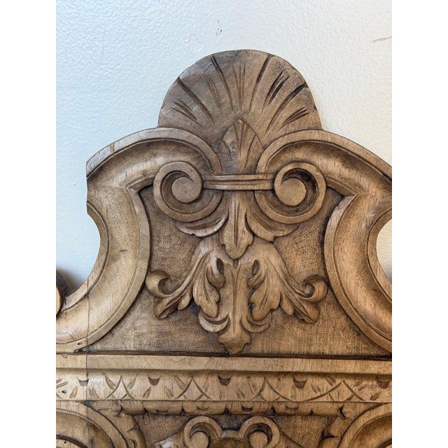 Wood Pair of 19th C. Italian Renaissance Sgabello Hall Chairs - Heavily Carved Walnut For Sale - Image 7 of 18