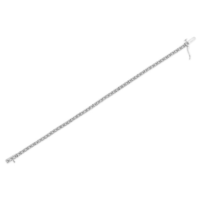 Haus of Brilliance 14K White Gold 3.00 Cttw Prong Set Lab Grown Round Diamond Classic Tennis Bracelet - 7.25" For Sale - Image 4 of 6