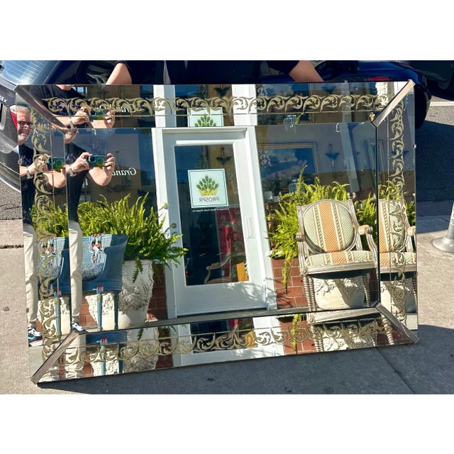 Maison Jansen 1960’s Maison Jansen Hollywood Regency Eglomise Mirror For Sale - Image 4 of 7