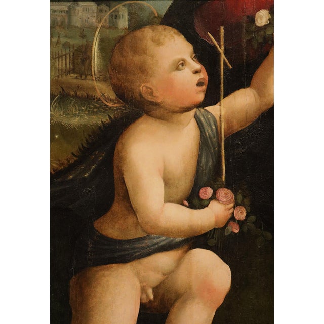 Workshop of Marco Palmezzano, Saint John the Baptist as a Child, 16th Century, Oil Painting on Panel For Sale - Image 4 of 15