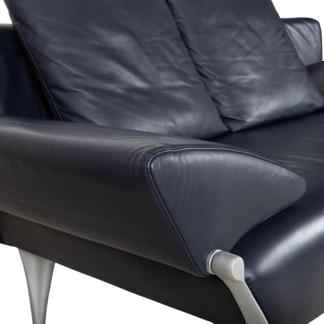 Animal Skin 1600 2-Seater Sofa in Dark Blue Leather from Rolf Benz For Sale - Image 7 of 16