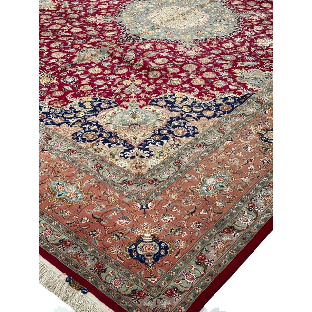 Pasargad Red Persian Fine Tabriz 70 Raj Silk & Wool For Sale In Washington DC - Image 6 of 13