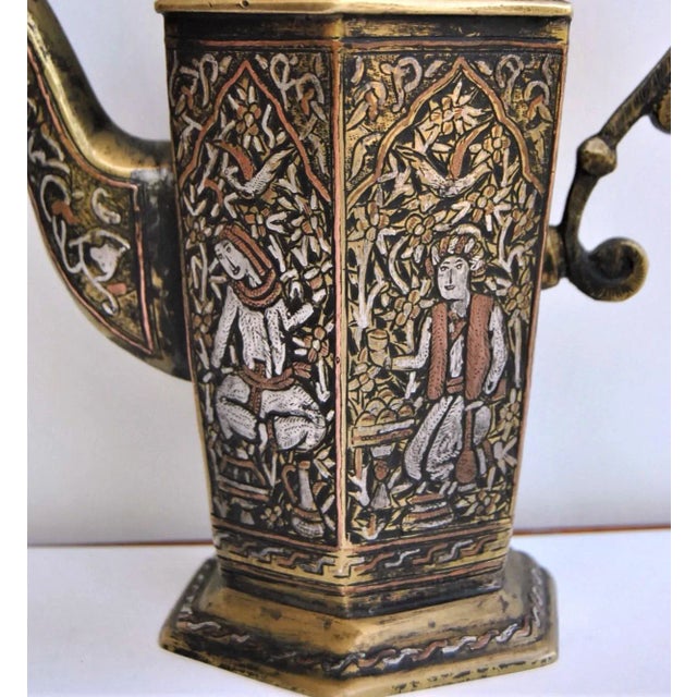 Silver Inlaid Antique Tea Pot Mosul Ayyubid For Sale - Image 4 of 11