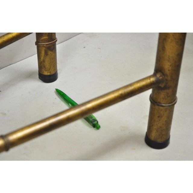 Vintage Italian Hollywood Regency Faux Bamboo Gold Gilt 72" Console Hall Table For Sale - Image 9 of 11