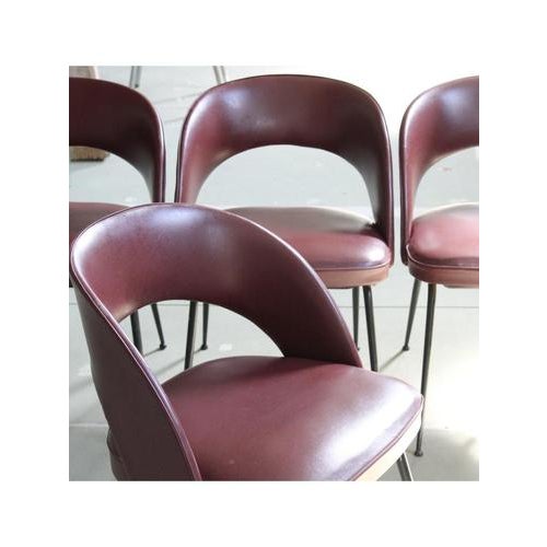 Burgundy Armchairs, 1950s, Set of 4 For Sale - Image 10 of 12